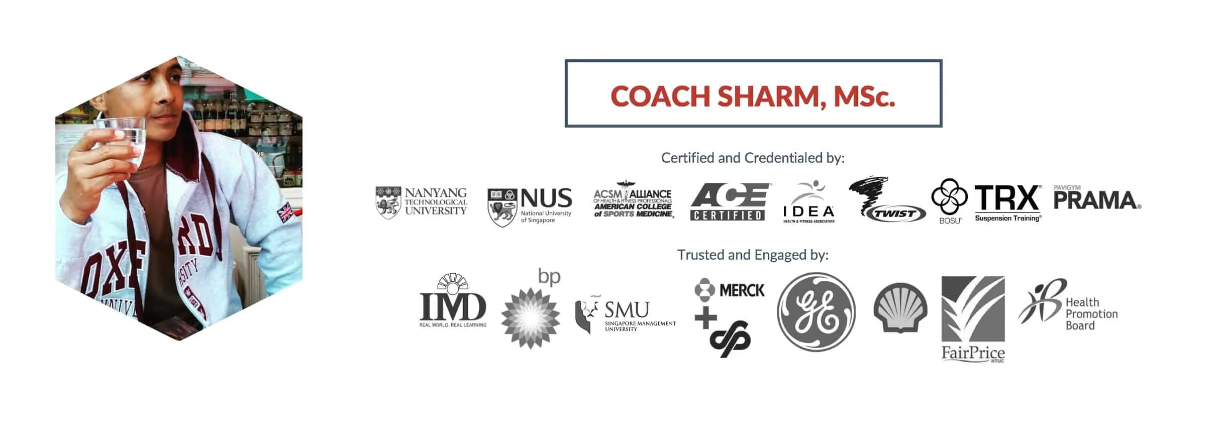 Personal trainer in Singapore featured, certified and credentialed by different brands and organisations.